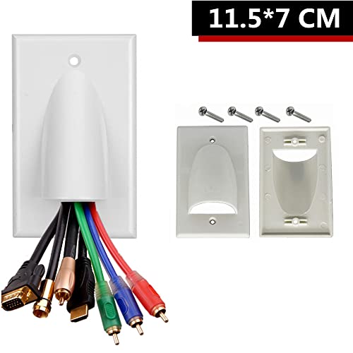 Halokny 2 Pack Single Gang Recessed Multimedia Bundled Cable Wall Plate Face Plate Panel, White(2 Pack 1-Gang Wall Plate) - Image 2