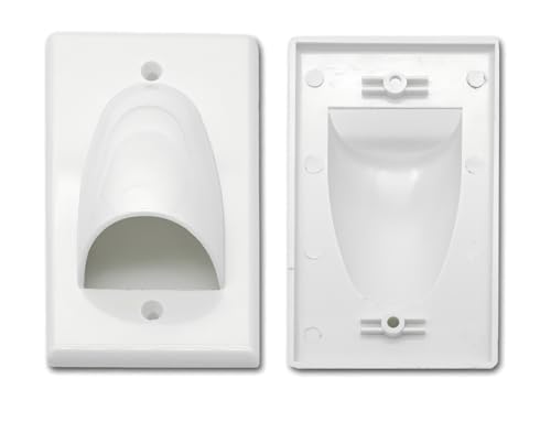 Halokny 2 Pack Single Gang Recessed Multimedia Bundled Cable Wall Plate Face Plate Panel, White(2 Pack 1-Gang Wall Plate) - Image 1