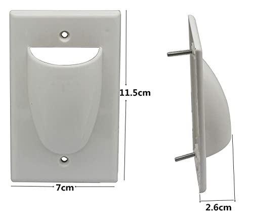 Halokny 2 Pack Single Gang Recessed Multimedia Bundled Cable Wall Plate Face Plate Panel, White(2 Pack 1-Gang Wall Plate) - Image 3