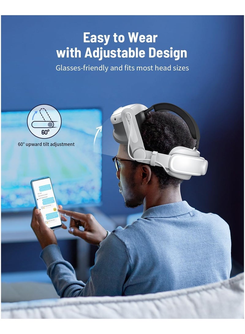 شريط رأس مع بطارية لـ Meta Quest 3، شريط بديل مريح 6000 مللي أمبير متوافق مع ملحقات Oculus Quest 3، جهاز عرض الواقع الافتراضي قابل للضبط بتصميم قابل للطي لفترات طويلة من اللعب. - Image 4