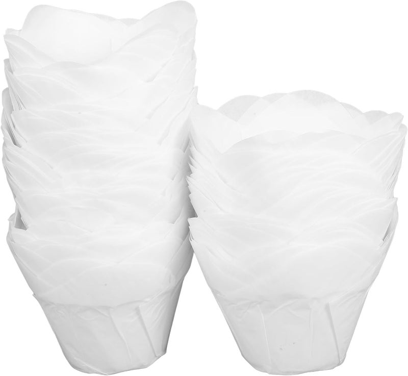 TIDTALEO Lotus Style Cupcake Liners Muffin Baking Cups Medium Size Greaseproof Paper Baking Wrappers for Party Wedding and Home Use 100pcs - Image 1