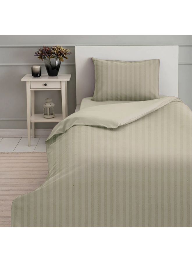 Tulip Duvet Cover 165 x 245 + 30 Cm Bed Sheet 220 x 280 Cm Pillowcase 52 x 73 + 12 Cm 300 TC Sand Single Flat 1 Cm Satin Stripe Percale Set of 4