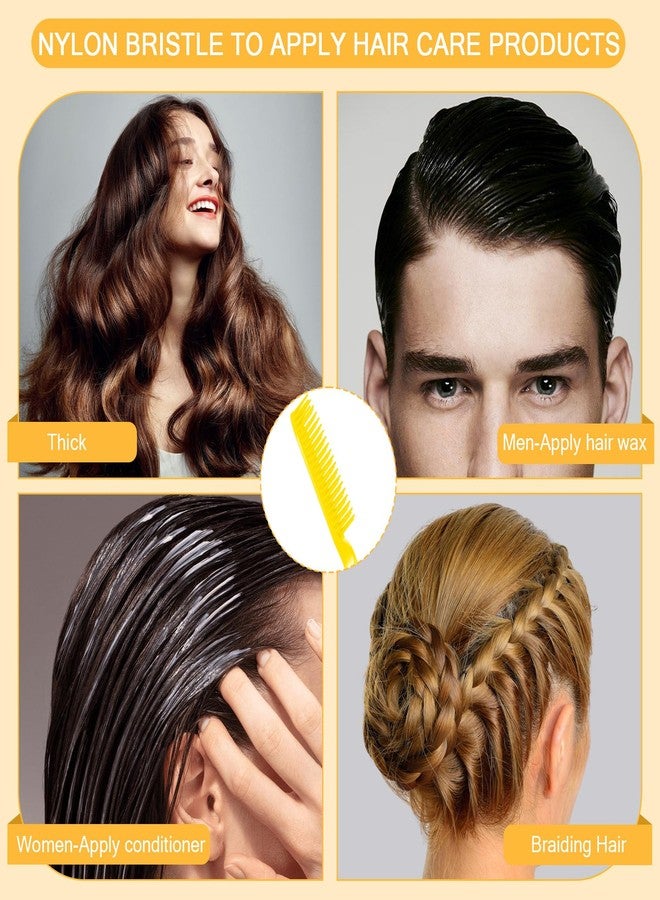 SIMPOR 3 Row Hair Comb for Natural Detangling Curly, Hair Styling Brush, Nylon Bristle Unbraider Teasing Rat Tail Comb for Women Men Yellow - Image 4