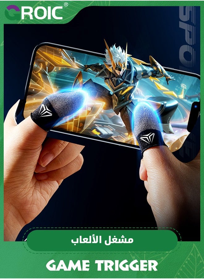 GROIC - Improved Conductive Mobile Game Trigger Clip Design, Combo 2in1 with Silver Fiber Thumb Gloves, 6 Finger Shoot for All Phone, for PUBG/Fortnite/COD - Image 1