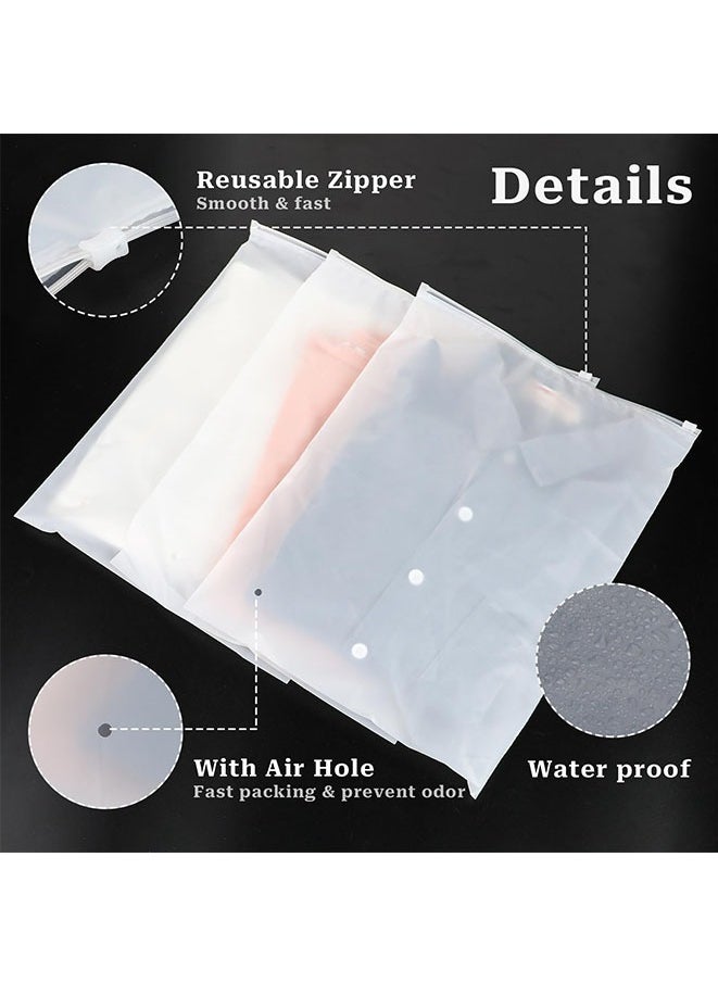Muyixin 24 Packs Multi-size Travel Bags Large Clear Frosted Travel Packing Zip Lock Bags Pouch for Travel Clothes Shoes Cosmetics Suitcases  - Image 3
