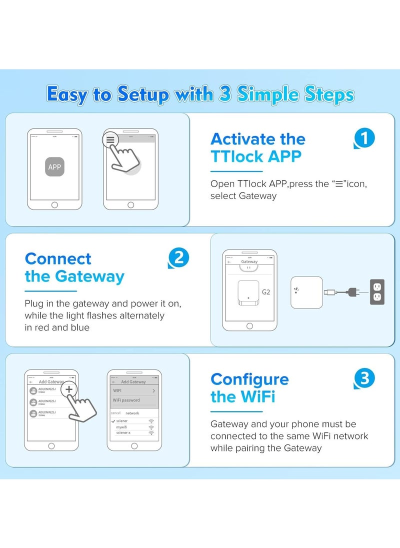 Generic - Smart Wi-Fi Gateway, G2 Hub for Keyless Entry Door, Paired with Smart Door Lock to Realize APP Remote Control Support Voice and Remote Control with TT Lock App, Compatible with Alexa and Google Home - Image 1