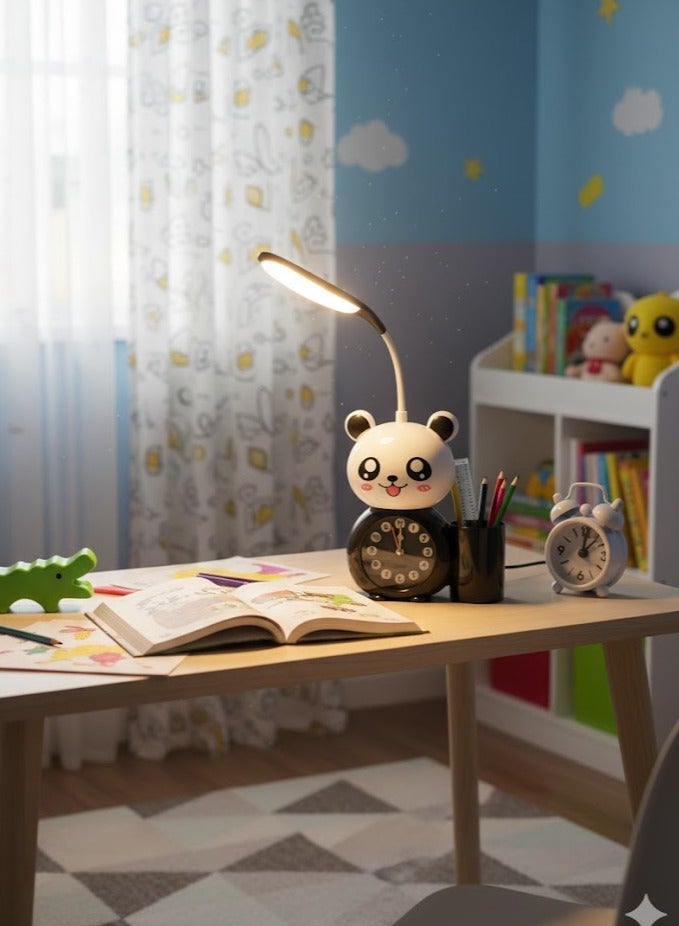Rechargeable LED Bear-Shaped Table Lamp for Kids – with Digital Clock, Alarm, and Pencil Sharpener – Night Light for Study & Bedroom – Orange, Multicolor – Code 5235 - Image 4