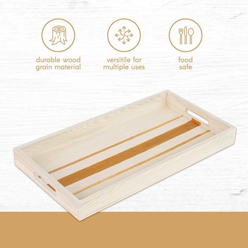 Hammont Wood Serving Tray Set with Handles - 5-Piece Nested Breakfast Trays for Food, Party Buffet, Organizing, and Montessori - Versatile Wooden Trays for Serving, Catering, and Bathroom Use - Image 4