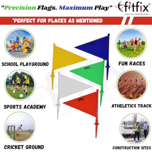 Fitfix® Boundary Flag for Marking for All Sports Cricket, Football etc (Color May Vary) - Set of 10 Assorted Colour (Boundry Flag Mix Colour 10 Pcs) 1 SET - Image 3