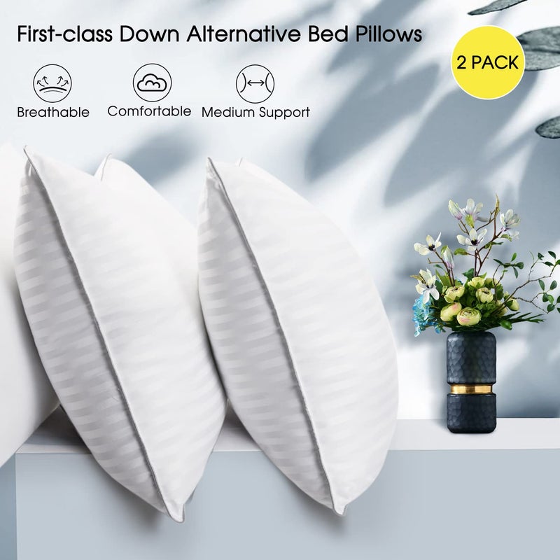Basic Beyond King Size Bed Pillow - 2 Pack Hotel Collection Super Soft Down Alternative Pillow for Sleeping, 20x36 Inches - Image 3