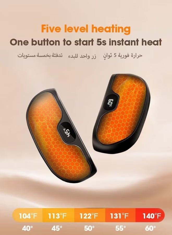 مدفأة يدوية قابلة لإعادة الشحن، 2 حزمة 5 ميللي أمبير/ساعة مدفأة يدوية كهرومغناطيسية مع 5 مستويات حرارة، مدفأة جيب متنقلة مع حرارة طويلة الأمد، علاج المدفأة، هدايا فكرة للشتاء، مثالية ل Raynauds، في الهواء الطل والتخييم. - Image 2