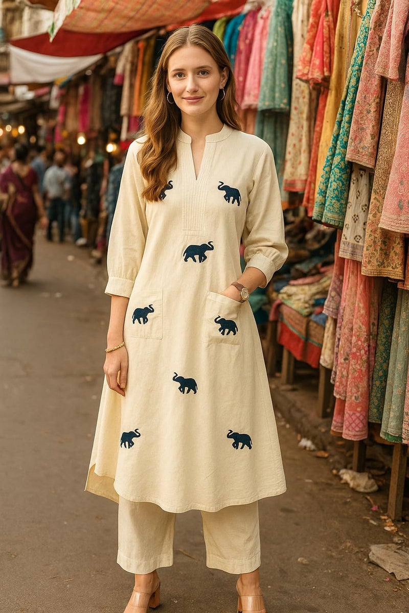 Yashika Women's Printed Viscose Rayon Straight Kurta and Pant Set | Kurta Set | Ethnic Set_AZ-YS-KS2207 WHITE BLACK-CG1-XL - Image 2