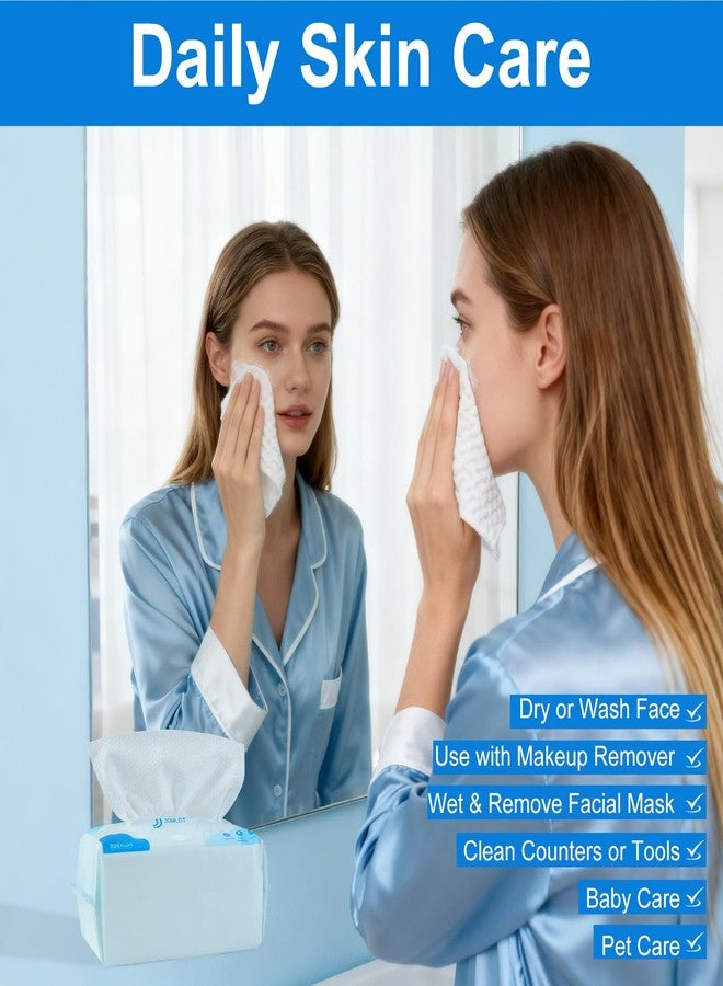JOWLOT Disposable Face Towels, 480 Count Ultra Soft and Thick Cotton Facial Towels for Sensitive Skin, Dry Wipes Face Tissues Towelettes for Cleansing, Makeup Remover and Skincare - Image 5