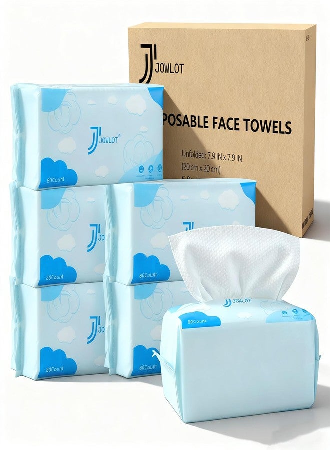 JOWLOT Disposable Face Towels, 480 Count Ultra Soft and Thick Cotton Facial Towels for Sensitive Skin, Dry Wipes Face Tissues Towelettes for Cleansing, Makeup Remover and Skincare - Image 1