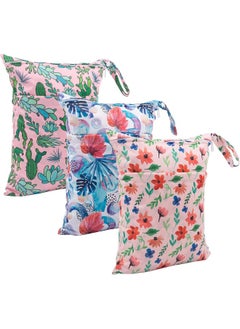 babygoal babygoal Wet Dry Bags for Baby Cloth Diapers, Washable Travel Bags, Beach, Pool, Gym Bag for Swimsuits & Wet Clothes with Two Zippered Pockets 3 Pack  - Image 4