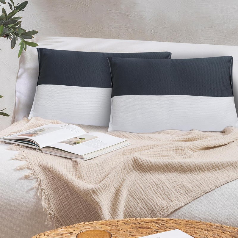 JDX Ultra Soft Microfiber Sleeping Pillow for Bedroom Pack of 2 16x24 inches or 40x60 Cm B0BRKXBFTD White and Grey