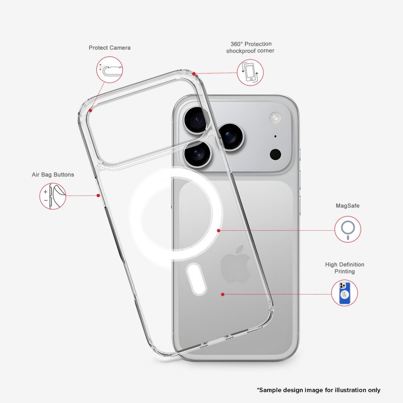 Stylizedd Classic Clear MagSafe Case for iPhone 17 Pro , Hybrid Soft Case Flexible Edges Anti Drop TPU PC Gel Thin Transparent Cover [ Designed for iPhone 17 Pro ] - May contain Glitter - Image 3
