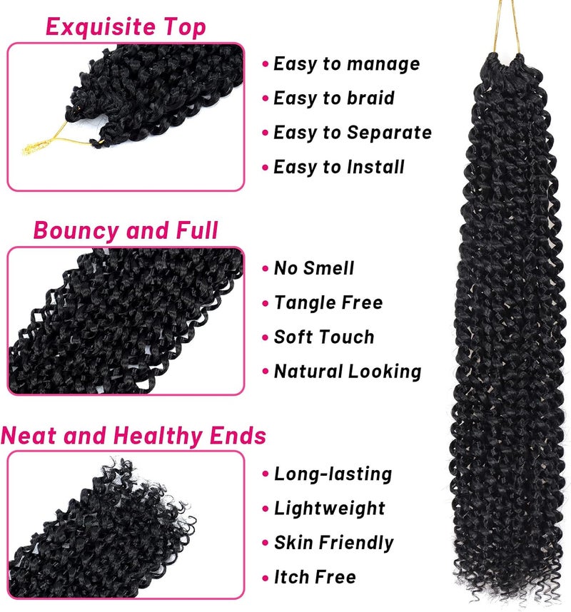 Dorsanee Passion Twist Hair 16 Inch 7 Packs Water Wave Crochet Hair Long Bohemian Curly Braiding Hair for Butterfly Locs, Faux Locs, Boho Style Spring Twist Crochet Braids (1B#) - Image 5