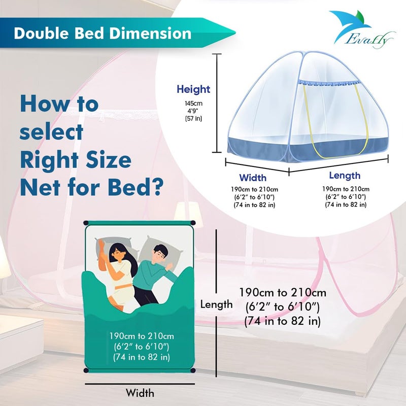Evafly Mosquito Net for Double Bed | Heart Design (Limited Edition) | King Size Foldable Machardani | Polyester 30GSM Strong Net | PVC Coated Corrosion Resistant Steel Wire - Full Pink - Image 5