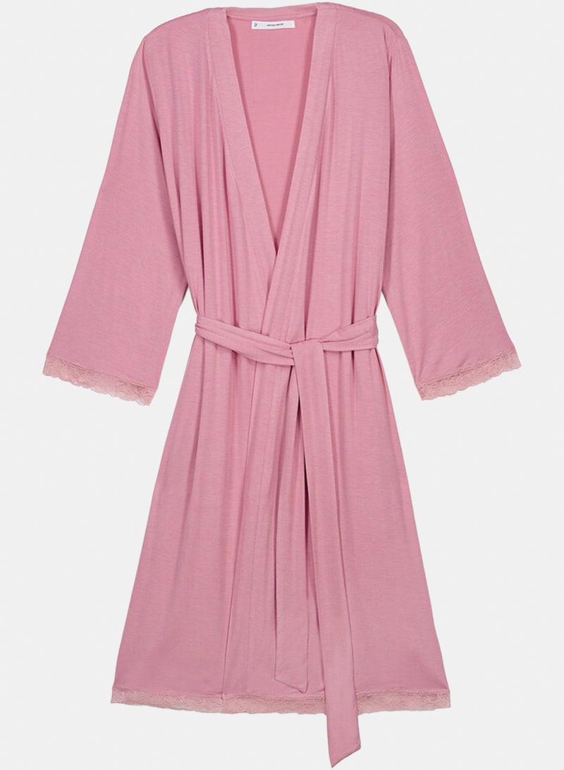 women'secret Pink belted Robe - Image 1