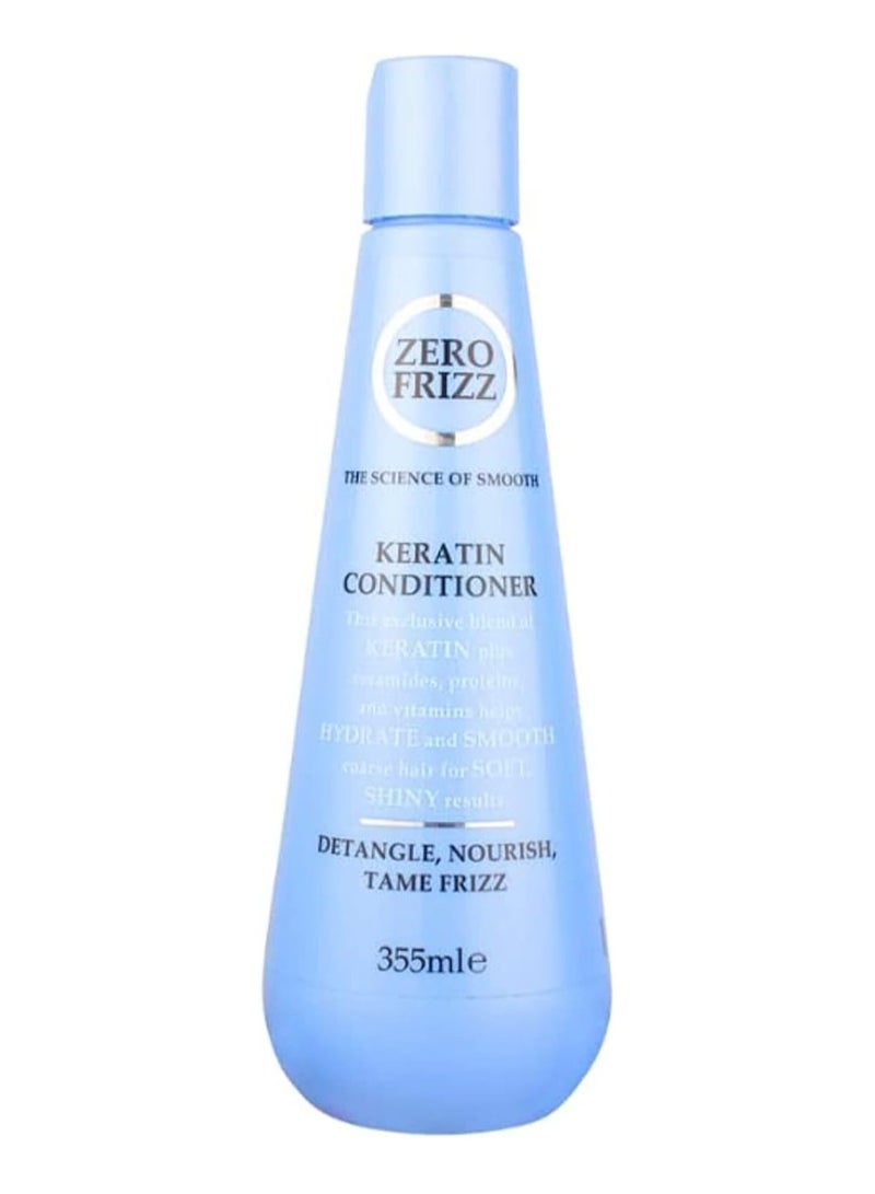 Zero Frizz Keratin Conditioner 355ml | Smoothing Conditioner with Protein & Vitamins | Deep Nourishment for Dry, Frizzy Hair - Image 1