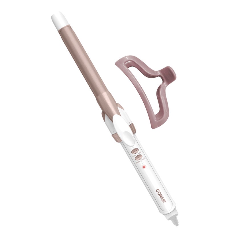 Conair Double Ceramic -Inch Curling Iron with Claw Clip  -Inch Barrel Creates Tight Curls  Hair Curler for Use on Short  Medium  & Long Hair  White/Rose Gold - Image 1