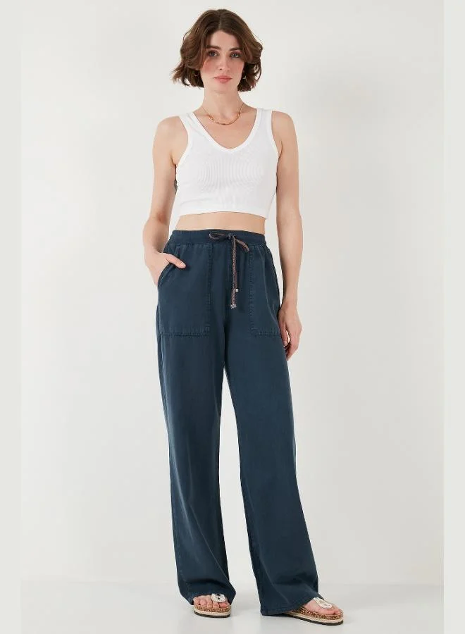 ليلا بنطلون نسائي واسع الساق بخصر مرتفع ومقاس مريح