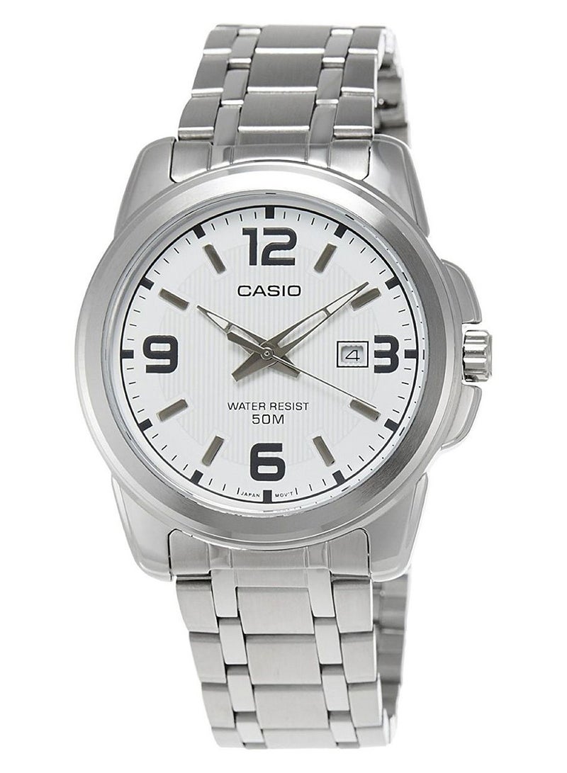 CASIO Men Stainless Steel Analog Quartz Watch MTP-1314D-7AVDF - 45 mm - Silver - Image 1