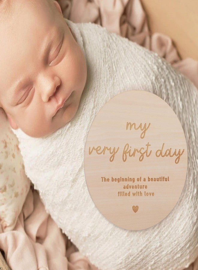 HIKLO Wooden Baby Announcement Sign - Wood Welcome Beloved Baby Decorations, My Very First Day Souvenir, Birth Name Plaques for Shower Photo Props, Newborn Welcome to the World Stats Sign (2Pcs) - Image 4