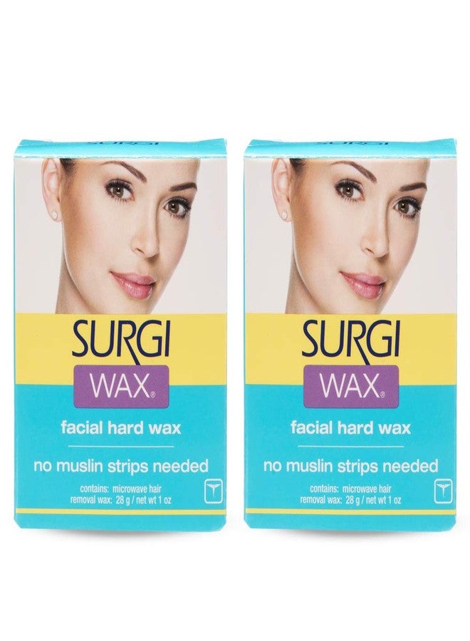 Surgiwax Microwaveable Facial Hair Removal Wax, Hard Wax Kit - Stripless Hair Removal for Face, & Upper Lip, At-Home Waxing Kit for Women, 1 oz, 2 Pack - Image 1