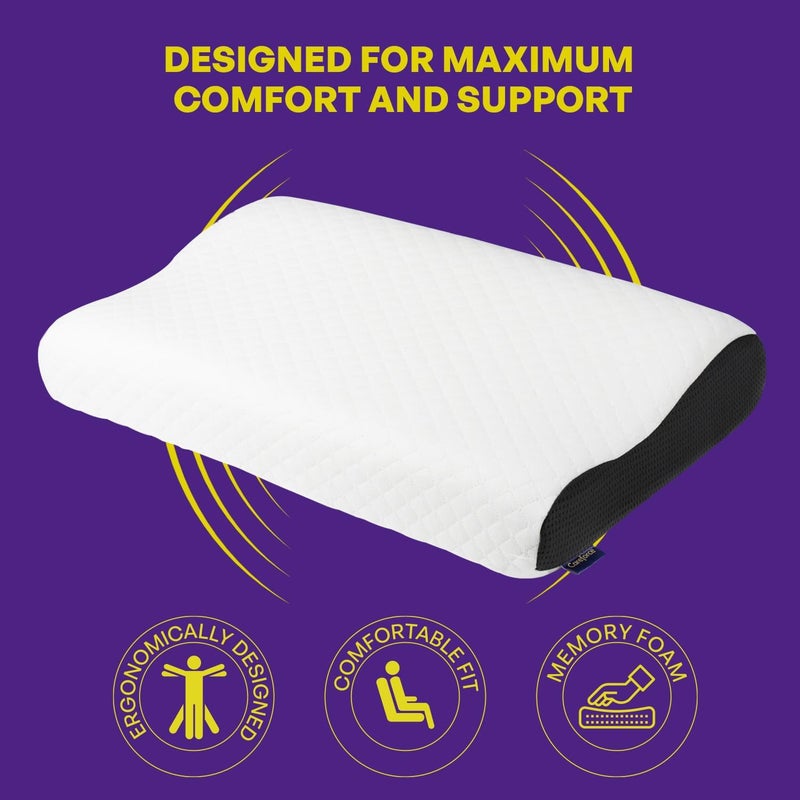 DIOXIT DIOXIT Memory Foam Pillows Contour Medical Pillows for Neck Pain and Side Sleeper UltraComfortable Slow Rebound Cooling Memory Foam Pillow for All Sleeper Types - Image 4