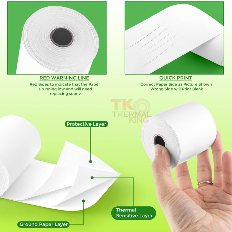 TK Thermal King, (12 Rolls) 2 1/4" x 150' Thermal Paper, Adding Machine/Calculator POS Receipt paper for Cash Registers - Image 4