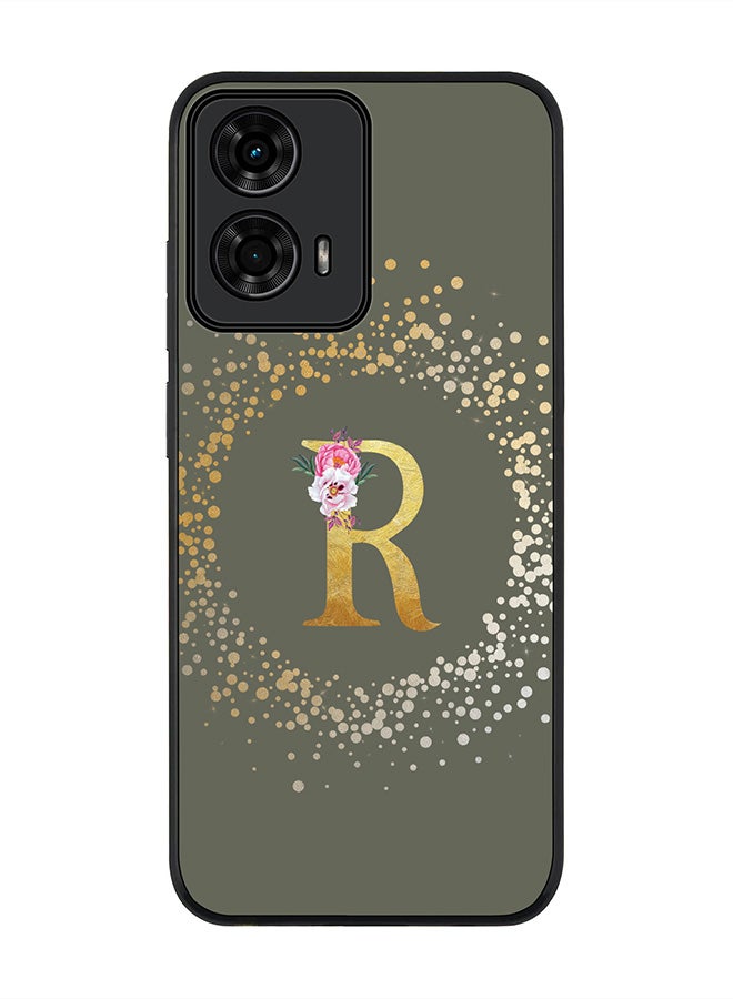 Stylizedd For Motorola Moto G04 / G04s Case,Slim fit Camera Protection, Shockproof Thin Phone cover - Custom Monogram Floral - R (Olive Green ) - Image 1