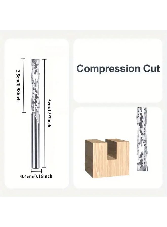 قطعتان من قاطعة الطحن الحلزونية 4 مم، قاطعة ضغط طحن بطول قطع 25 مم، كربيد صلب - Image 3