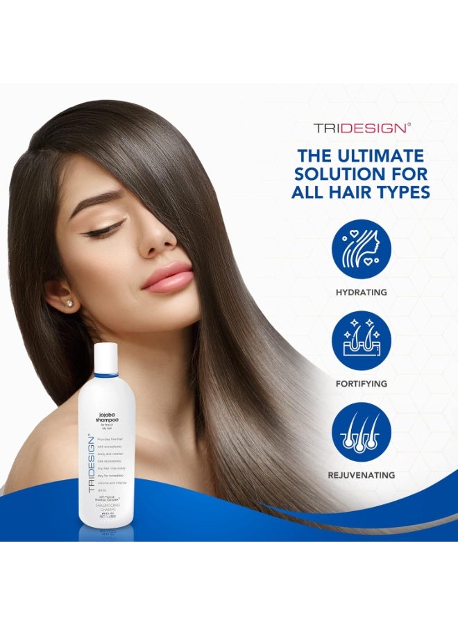 TRIDESIGN TRI Design Moisturizing Shampoo – Anti-Thinning, Growth & Thickening with Jojoba, Panthenol, Collagen, & Henna for Dry, Fine, Oily Hair – 32 oz  - Image 3