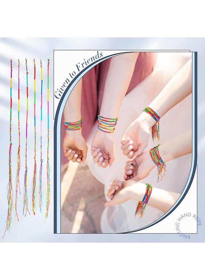 Henoyso 300 Pcs Friendship Bracelets Bulk Handmade Braided Bracelets String Assorted Colors Thread Bracelets Rainbow Friendship Cords Strand Bracelet Gifts for Women Birthday Party Favors - Image 5