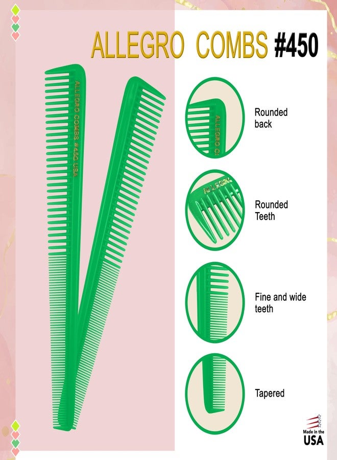 Allegro Combs Allegro Tapered Hair Combs - Barber Combs for Women & Men, 12 Units (NEON GREEN) - Image 3
