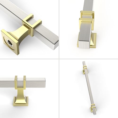 Coinkoly 10 Pack 75 Inch192mm Cabinet Handles Brushed Nickel and Gold Kitchen Satin Nickel Cabinet Pulls Cupboard Drawer Hardware for Cabinets - Image 3