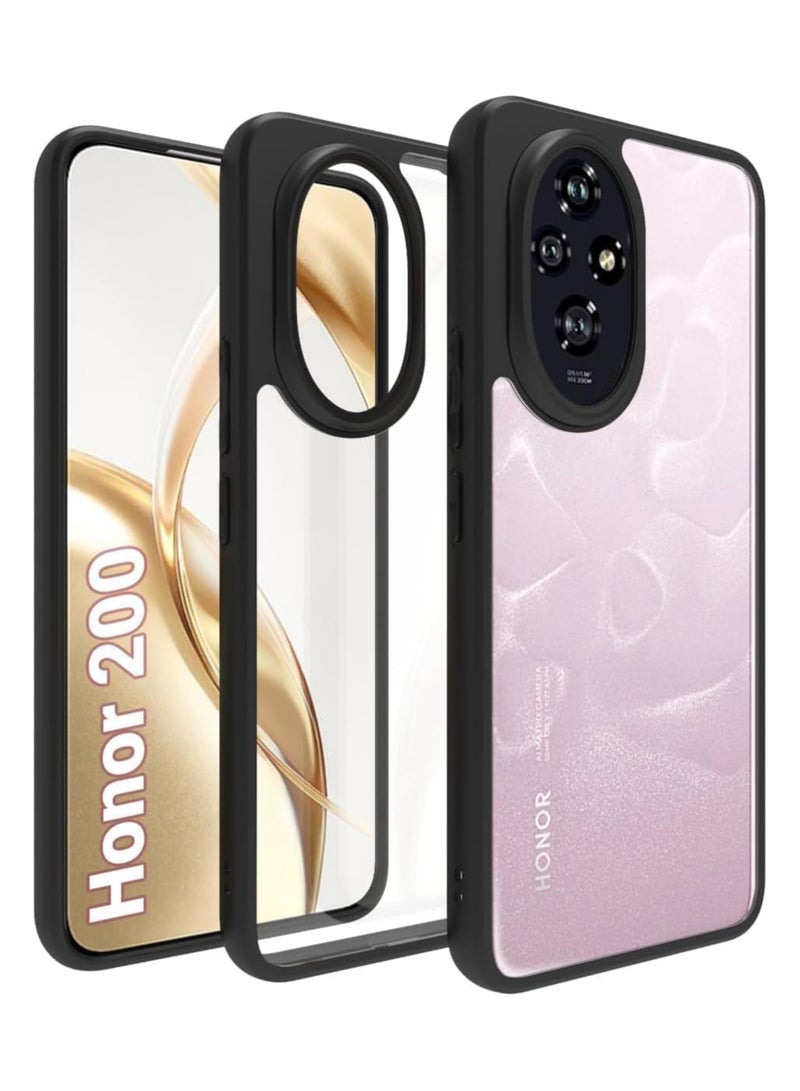Case Cover Shockproof Hard PC Back Soft TPU Frame Anti-yellowing Slim Protective Cover Compatible with Honor 200 (Clear) - Image 1