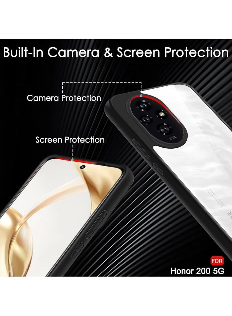 Case Cover Shockproof Hard PC Back Soft TPU Frame Anti-yellowing Slim Protective Cover Compatible with Honor 200 (Clear) - Image 3