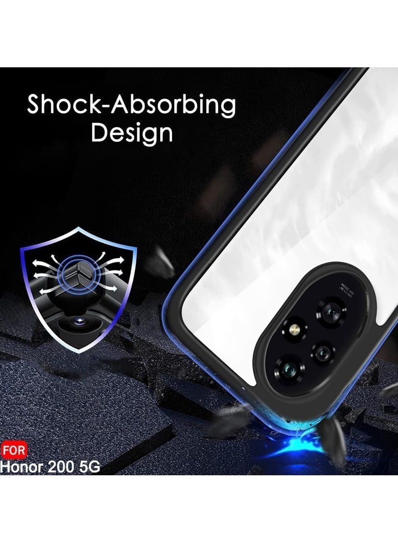 Case Cover Shockproof Hard PC Back Soft TPU Frame Anti-yellowing Slim Protective Cover Compatible with Honor 200 (Clear) - Image 5