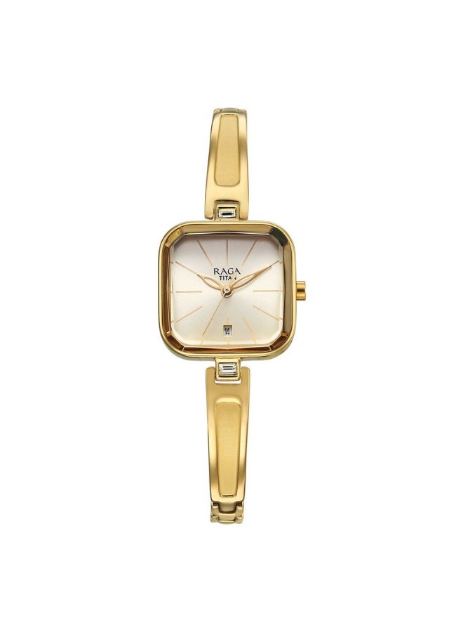 TITAN Raga Viva Women's Watch 2607YM01 – Champagne Dial, Gold-Tone Metal Strap - Image 1
