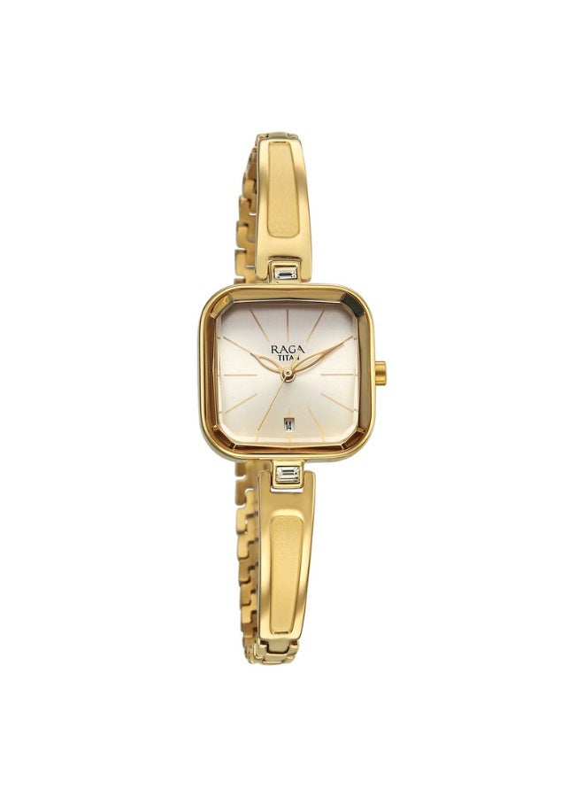 TITAN Raga Viva Women's Watch 2607YM01 – Champagne Dial, Gold-Tone Metal Strap - Image 2