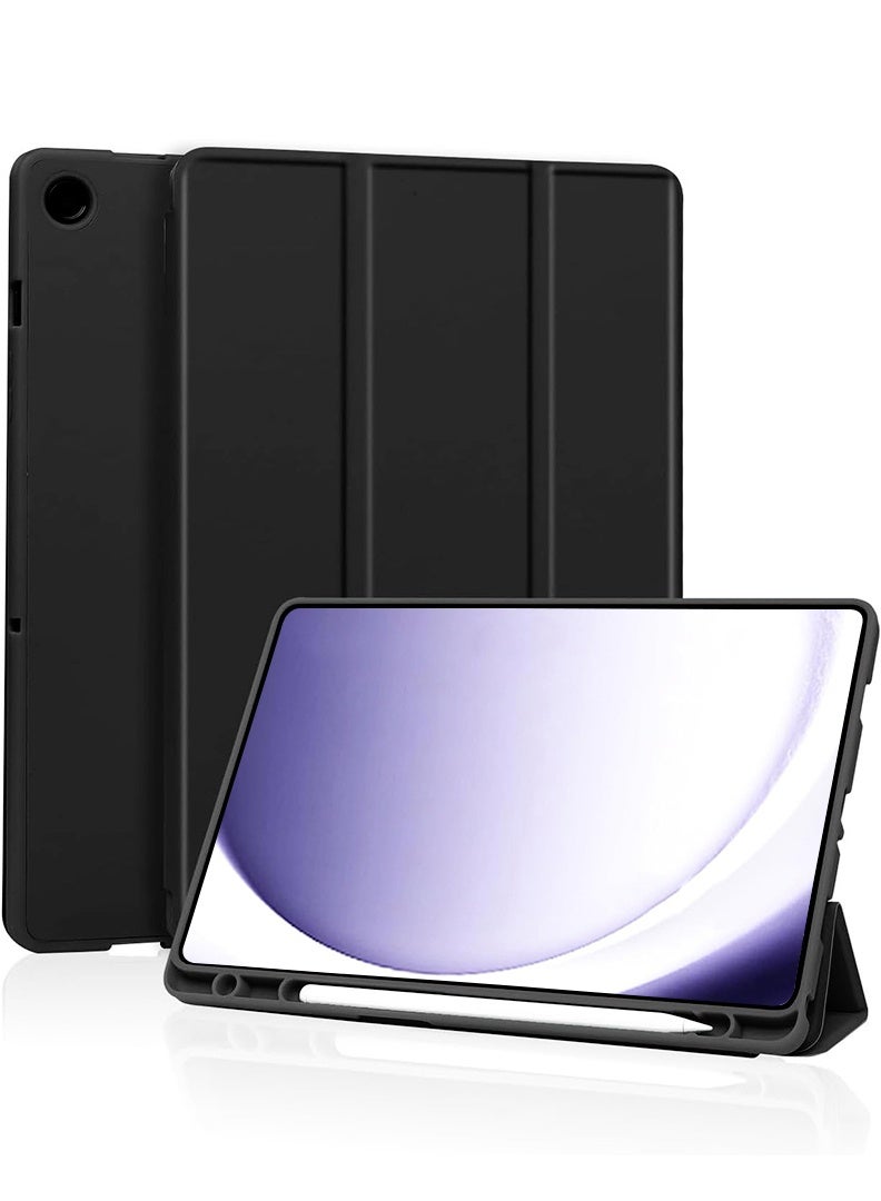 Theodor حافظة متوافقة مع سامسونج جالاكسي تاب A11 بلس 2025/ A9 بلس 2023 11 بوصة، حافظة ذكية مع حامل قلم، حافظة رفيعة ثلاثية الطي مع ظهر ناعم من TPU، غطاء تلقائي للنوم/الاستيقاظ - أسود - Image 1