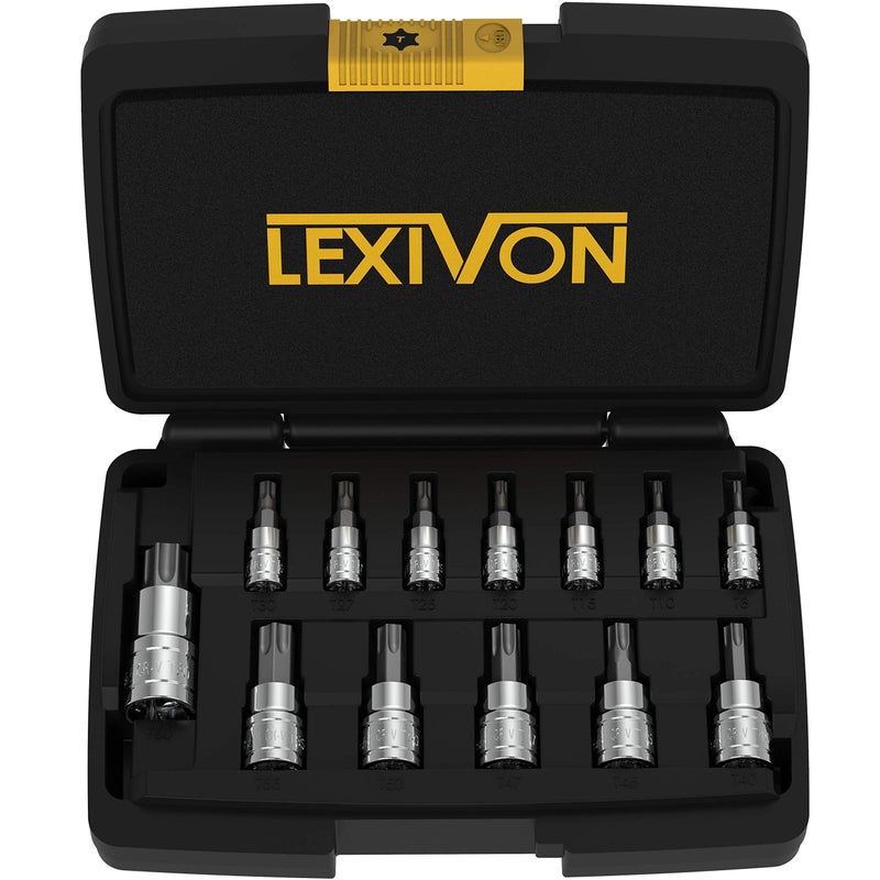 LEXIVON Torx Bit Socket Set, Premium S2 Alloy Steel | 13-Piece Star T8 - T60 Set | Enhanced Storage Case (LX-143) - Image 1