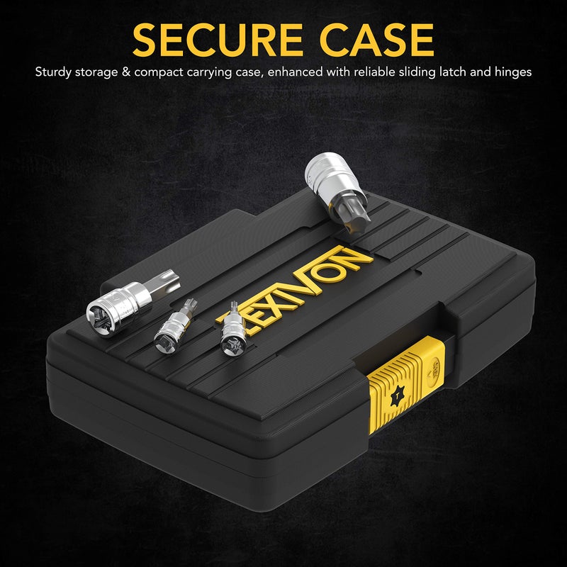 LEXIVON Torx Bit Socket Set, Premium S2 Alloy Steel | 13-Piece Star T8 - T60 Set | Enhanced Storage Case (LX-143) - Image 3