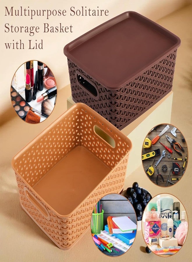 Gopi Multipurpose Solitaire Storage Basket with Lid|Strong Plastic Material & Side Grip|Size Small 25 x 19 x 10.5,Pack of 3 (Multi)-CTLTC010898 - Image 5