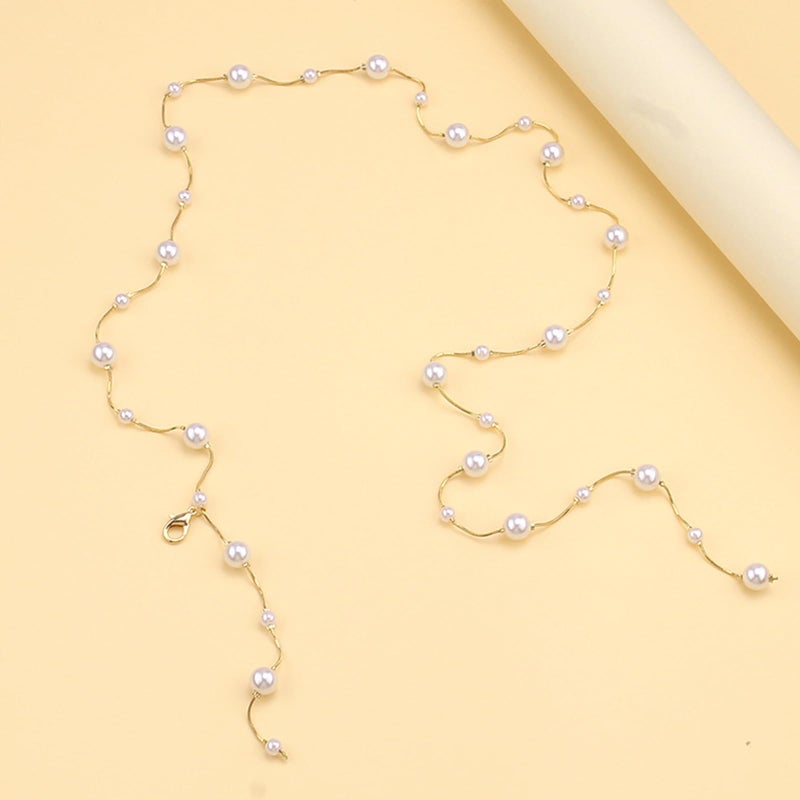 Longita Pearl Chain Belt Gold Chain Belt for Women Fashion Plus Size Gold Waist Chains Metal Pearl Waist Belts Chains Trendy Belly Belts for Women Dress - Image 4
