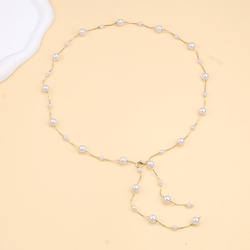 Longita Pearl Chain Belt Gold Chain Belt for Women Fashion Plus Size Gold Waist Chains Metal Pearl Waist Belts Chains Trendy Belly Belts for Women Dress - Image 5