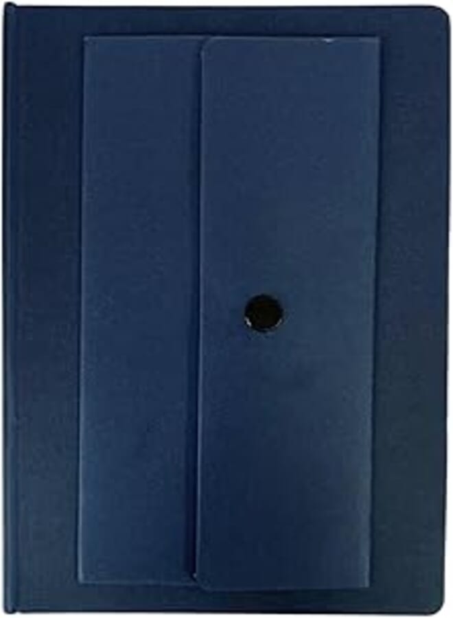 Memo notepad lined papers with sticky note, colored sticky label arrows and a pen, with Leather hard cover Gift Ideas For Writers, Journalers, Business Meetings & Students - 20 * 14cm Navy blue (MP4)